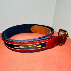 Leather Man Ltd. Rowing Oar D-Ring Canvas Belt Size 36 Preppy Vintage Nautical